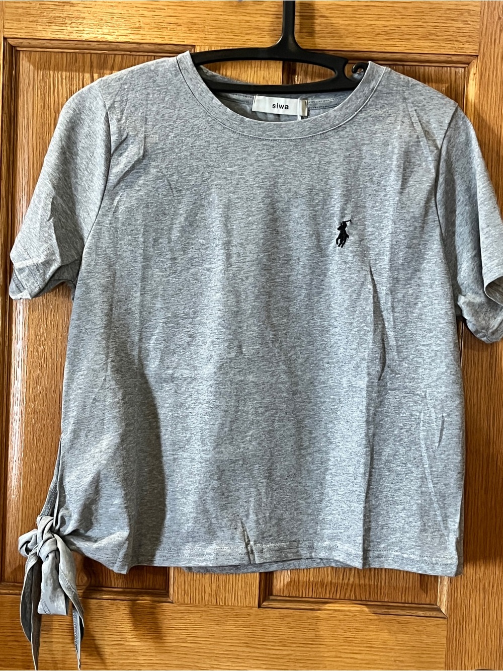 Casual Gray Short-Sleeve Tie-Hem Tee